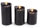 Cumpara ieftin Set 3 lumanari ambientale cu led ceara neagra &Oslash; 7 cm x 16 H, &Oslash; 7 x 13 H, &Oslash; 7 x 10,5 H
