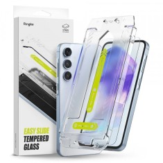 Folie de protectie Ecran Ringke Easy Slide pentru Samsung Galaxy A55 5G A556, Sticla Securizata, Full Glue, Set 2 bucati foto