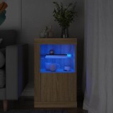 vidaXL Dulap lateral cu lumini LED, stejar sonoma, lemn prelucrat