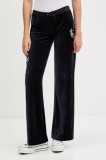 Juicy Couture pantaloni de trening din velur culoarea bleumarin, cu imprimeu, JCGBJ225010