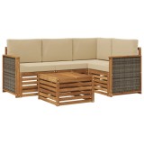 vidaXL Set de canapele de exterior 5 pcs Natural și Bej 3384319
