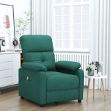 VidaXL Fotoliu de masaj, verde &icirc;nchis, material textil