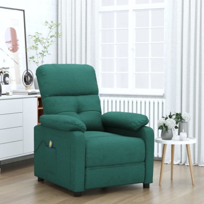 vidaXL Fotoliu de masaj, verde &amp;icirc;nchis, material textil foto