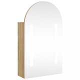 Cumpara ieftin Dulap cu oglinda de baie cu LED, stejar, 42x13x70 cm, arcuit