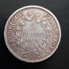 moneda din argint : 5 francs _ Fran?a , 1873 _ 25 gr. , ag 0.900 foto