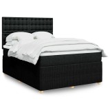 VidaXL Pat box spring cu saltea, negru, 140x190 cm, textil