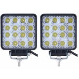 Cumpara ieftin Set 2 x Proiector LED auto offroad 48W 12V-24V, 3520 lumeni, patrat, Universal