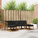 vidaXL Set de canapele de exterior cu pernă 6 pcs Natural și Negru 3368919