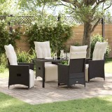 Cumpara ieftin Set de masă pentru grădină cu pernă 5 pcs Negru Rattan poli
