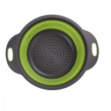 Cumpara ieftin Strecuratoare din silicon, pliabila, 24 cm, verde/gri, cu maner, salata, plastic