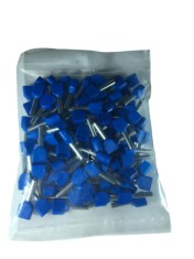 Set pini dubli albastri 2.5mm &sup2; conectori terminal de sertizare izolati poliamida tubulari set 100 buc