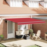 Marchiză Retractabilă Automată vidaXL cu LED Roșu 400x350 cm
