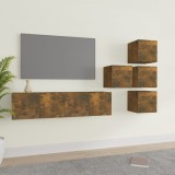 VidaXL Set dulapuri TV, 6 piese, stejar fumuriu, lemn prelucrat
