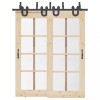 Set feronerie pentru ușă glisantă, negru, 183 cm, oțel