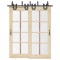 Set feronerie pentru ușă glisantă, negru, 183 cm, oțel