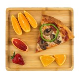 Platou Pufo din lemn de bambus pentru servire alimente, aperitive, dulciuri, pizza, 32 cm, maro