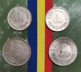 SV * Romania LOT COMPLET 1924 : 2 x 1 LEU si 2 x 2 LEI, ambele monetarii (Bruxelles si Poissy) * Regele Ferdinand * stare foarte buna !