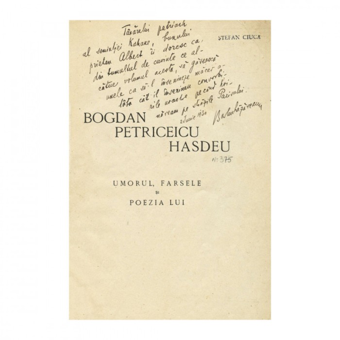 Barbu Lăzăreanu, Umorul, farsele și poezia lui Bogdan Petriceicu Hasdeu, cu dedicație