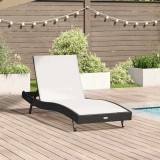 vidaXL Scaun Lounger , negru, din rattan și poliester Textilene