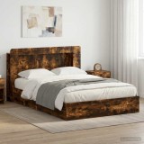 Cumpara ieftin Cadru de pat cu depozitare Stejar fumuriu 135 x 190 cm