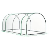 Outsunny Tunel de oțel pentru grădină cu seră și capac din PVC, 200x100x80 cm, transparent și verde | Aosom Romania