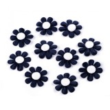 Cumpara ieftin Set 10 margarete decorative textile Kyrra, diametru 27 mm, Bleumarin, Crisalida