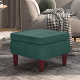 VidaXL Scaun cu picioare din lemn, verde &icirc;nchis, catifea