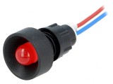 Lampă LED roșie 12V concavă &Oslash;13mm IP40