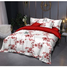 Lenjerie de pat pentru o persoana cu 2 huse de perna patrata, Shani, bumbac mercerizat, multicolor