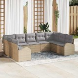 VidaXL Set de canapele pentru grădină cu pernă 9 pcs Bej, gri deschis