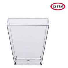 Set Boluri Reutilizabile, Model Patrat, Plastic Transparent, Capacitate 240ml, 12 Bucăți
