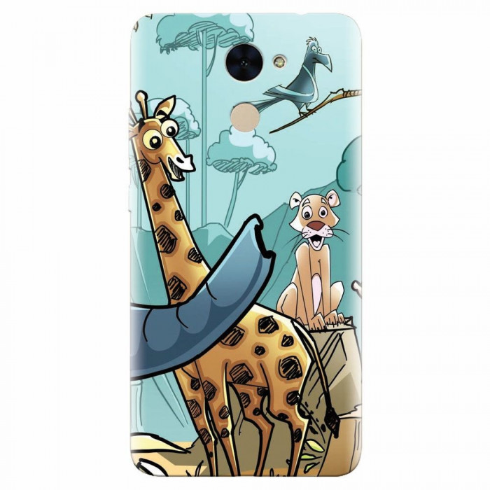 Husa silicon pentru Huawei Y7 Prime 2017, Children Drawings Elephants Giraffes Lions