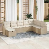 VidaXL Set mobilă grădină 8 piese, perne bej din rattan