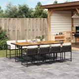 vidaXL Set mobilier de grădină cu perne, 9 piese, negru, poliratan 3211467