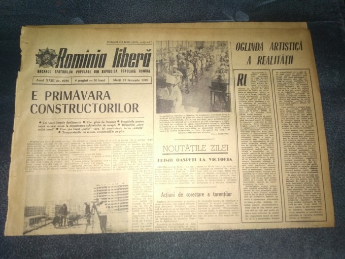 ZIARUL ROMANIA LIBERA 12 IANUARIE 1965