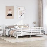 Cumpara ieftin Cadru de pat cu tăblie fără saltea, alb, 180x200 cm
