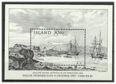 Islanda 1987 - ziua marcii postale, vapoare, colita neuzata foto