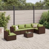 vidaXL Set mobilier de grădină cu perne, 7 piese, maro, poliratan 3308182