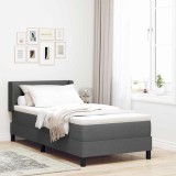 vidaXL Pat boxspring cu saltea cu saltea Gri &icirc;nchis 90 x 200 cm 3341084