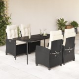 VidaXL Set mobilier de grădină cu perne, 5 piese, negru, poliratan 3212726
