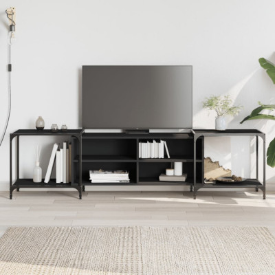 Comoda TV, negru, 203x37x50 cm, lemn prelucrat GartenMobel Dekor foto