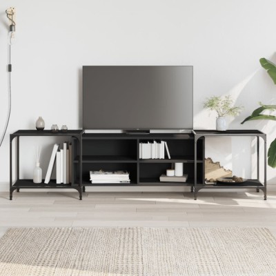 Gossi comoda tv, negru, 203x37x50 cm, lemn prelucrat foto