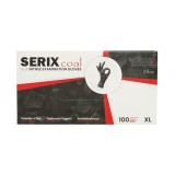 Manusi nitril negre nepudrate XL 100 buc/cutie, textura aderenta pe degete, latime palma 120 mm, lungime minim 240 mm, grosime degete 0.090 mm,