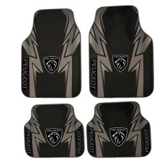 Set covorase auto Peugeot &ndash; Fata si spate &ndash; Design negru-gri cu logo modern