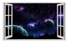 Autocolant decorativ, Fereastra, Planete, Multicolor, 83 cm, 166ST foto