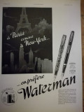Publicitate stilou WATERMAN, original, 1939, 38 cm x 28cm