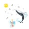 Sticker Decorativ, Doamna si Balena Albastra, Autocolant, Premium, CBD CORAL BEST DEALS Albastru 50 cm 70 cm 50 cm Albastru 1 Folie
