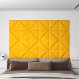 Panouri Perete Decorative Catifea Galben 30x30 cm 12 Buc vidaXL - Izolare Fonică Termică, Design DIY