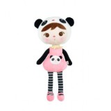 Papusa din material textil, model ursulet Panda 46 cm negru roz