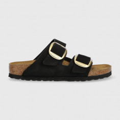 Birkenstock papuci din piele Arizona Big Buckle femei, culoarea negru 1023290